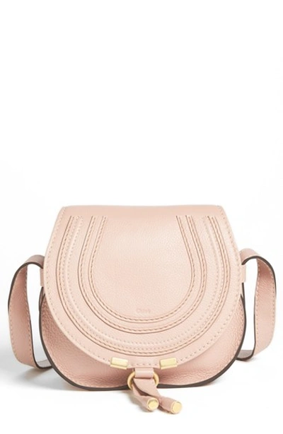 Shop Chloé 'mini Marcie' Leather Crossbody Bag In Blush Nude