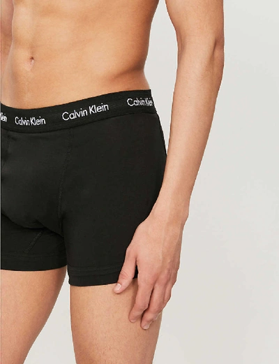 Shop Calvin Klein Men's Black Black Pack Of Three Modern Essentials Classic-fit Stretch-cotton Trunks