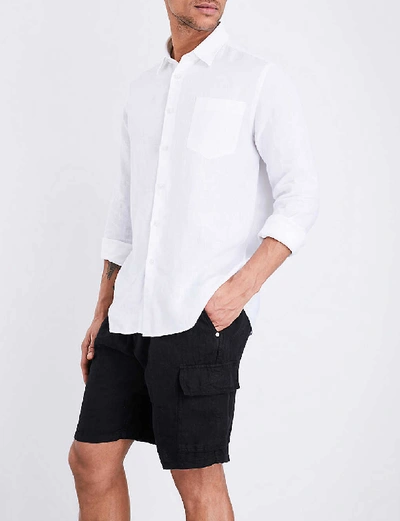 Shop Vilebrequin Mens White Caroubis Regular-fit Linen Shirt