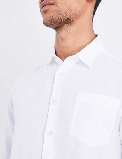 Shop Vilebrequin Mens White Caroubis Regular-fit Linen Shirt