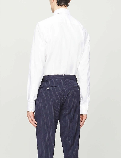 Shop Eton Mens White Herringbone Slim-fit Cotton Shirt 17.5