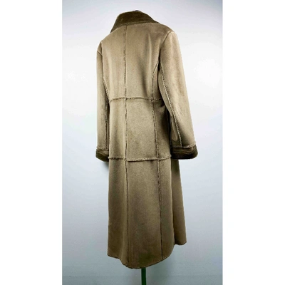 Pre-owned Balmain Faux Fur Coat In Beige
