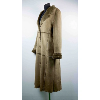 Pre-owned Balmain Faux Fur Coat In Beige