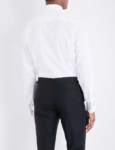 Eton Pleated-panel Double-cuff Regular-fit Cotton Dress Shirt In White