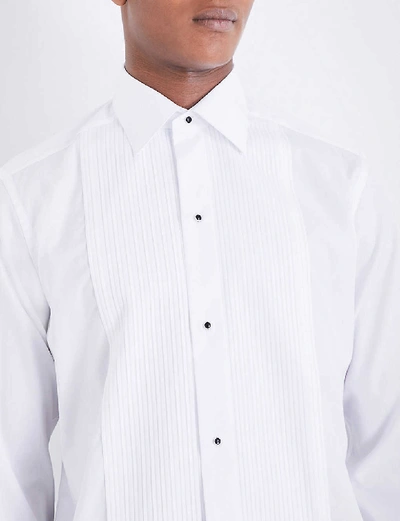 Eton Pleated-panel Double-cuff Regular-fit Cotton Dress Shirt In White