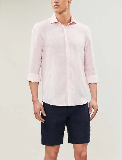 Shop Frescobol Carioca Regular-fit Linen Shirt In Pink