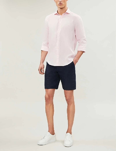 Shop Frescobol Carioca Regular-fit Linen Shirt In Pink