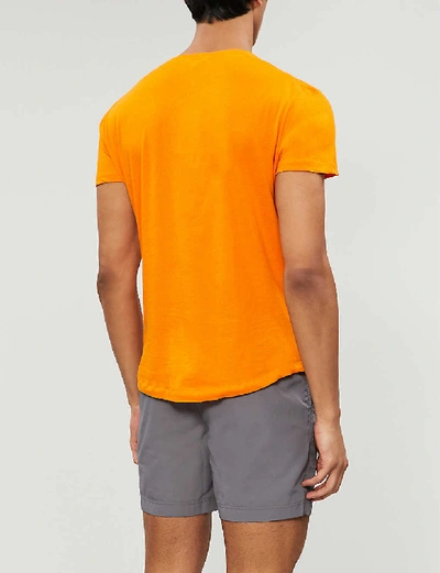 Shop Orlebar Brown Classic-fit Linen T-shirt In Clementine Melange