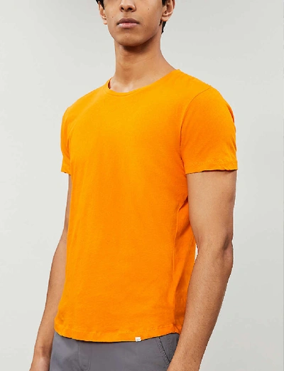 Shop Orlebar Brown Classic-fit Linen T-shirt In Clementine Melange