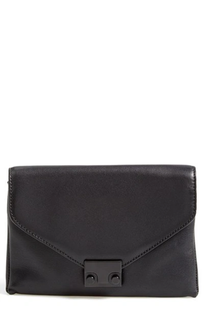 Shop Loeffler Randall 'junior Lock' Clutch In Black/ Shiny Black Hardware