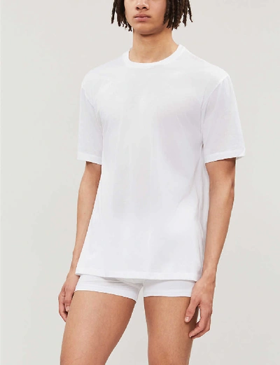 Shop Hanro Mens White Cotton Sporty Cotton-jersey T-shirt