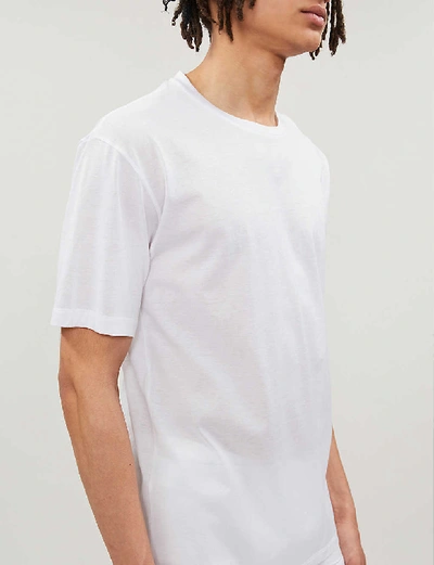 Shop Hanro Mens White Cotton Sporty Cotton-jersey T-shirt