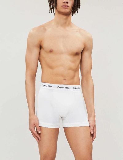 Calvin Klein Mens White Pack Of Three Cotton Stretch Classic-fit  Stretch-cotton Trunks | ModeSens