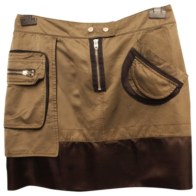 Pre-owned Pinko Mini Skirt In Khaki