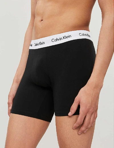 Shop Calvin Klein Men's Black Pack Of Three Classic-fit Stretch-cotton Trunks