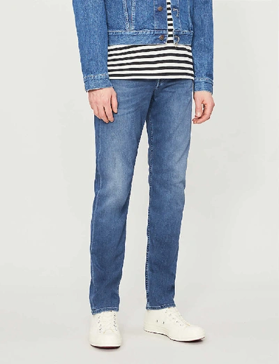 Shop 7 For All Mankind Men's Mid Blue Slimmy Tapered Luxe Performance Plus Slim Jeans
