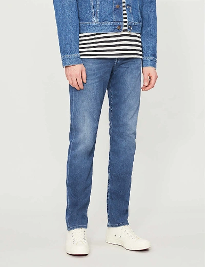 7 For All Mankind Adrien Luxe Sport Tapered Fit Jeans In Delos In Blue