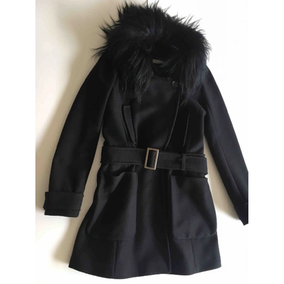 Pre-owned Pinko Wool Coat In Black