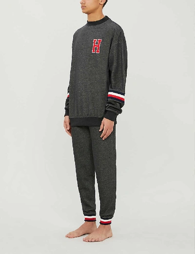 Shop Tommy Hilfiger Tapered Recycled Polyester Jogger Bottoms In Dark Grey Heather