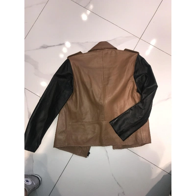 Pre-owned American Retro Camel Leather Jacket