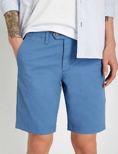 Shop Ted Baker Selshor Stretch-cotton Chino Shorts In Brt-blue