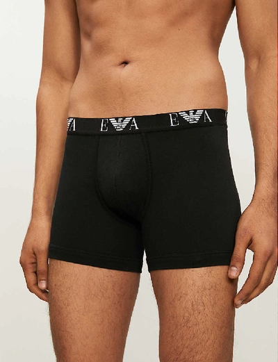 Shop Emporio Armani Men's Black Pack Of Two Logo-detail Regular-fit Stretch-cotton Boxers