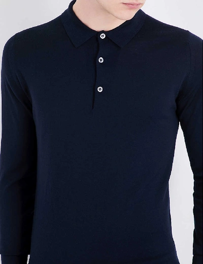 John Smedley Mens Midnight Belper Knitted Polo Jumper In Midnight