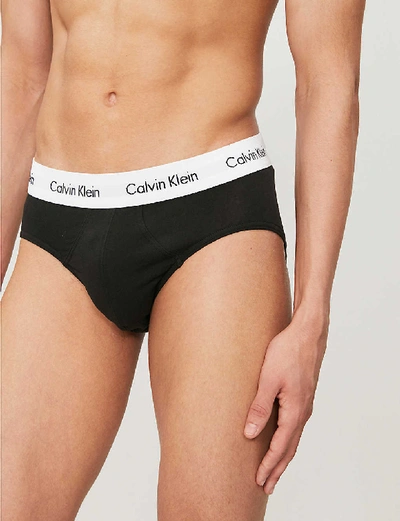 Shop Calvin Klein Mens Black Pack Of Three Classic Stretch-cotton Briefs