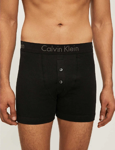 Calvin Klein Button-fly Slim-fit Cotton-jersey Boxer Briefs In Black |  ModeSens