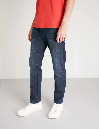Shop Hugo Boss Slim-fit Tapered Jeans In Navy