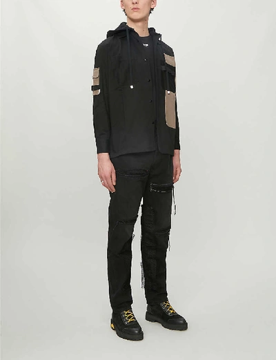 Shop Off-white Straight Distressed Jeans In Black