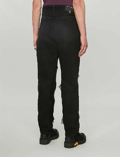 Shop Off-white Straight Distressed Jeans In Black