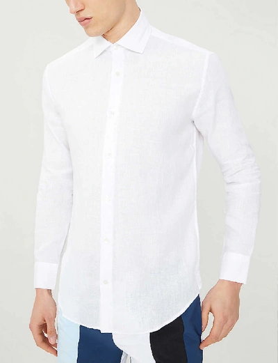 Shop Frescobol Carioca Regular-fit Linen Shirt In White