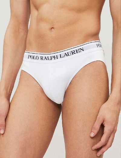 Shop Polo Ralph Lauren Mens White Pack Of Three Slim-fit Stretch-cotton Briefs Xl