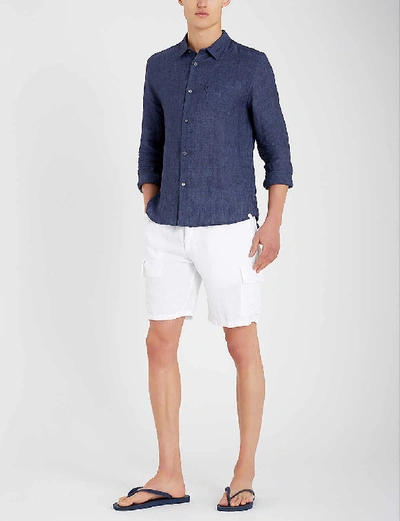 Shop Derek Rose Monaco Relaxed-fit Linen Shirt In Nav
