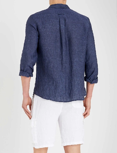 Shop Derek Rose Monaco Relaxed-fit Linen Shirt In Nav
