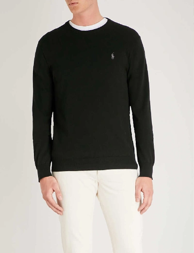 Shop Polo Ralph Lauren Men's Polo Black Long-sleeved Crewneck Cotton Jumper