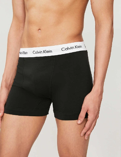Shop Calvin Klein Mens Black Pack Of Three Cotton Stretch Classic-fit Stretch-cotton Trunks
