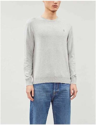 Polo Ralph Lauren Logo-embroidered Knitted-cotton Sweater In Andover Heather (grey)