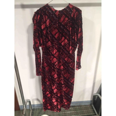 Pre-owned Pedro Del Hierro Silk Maxi Dress In Burgundy