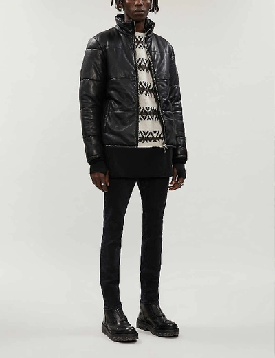 Allsaints Mens Black Coronet Leather Padded Jacket M | ModeSens