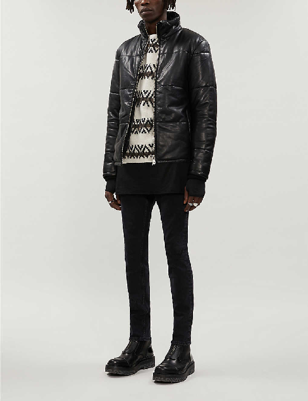 Allsaints Coronet Leather Padded Jacket In Black | ModeSens
