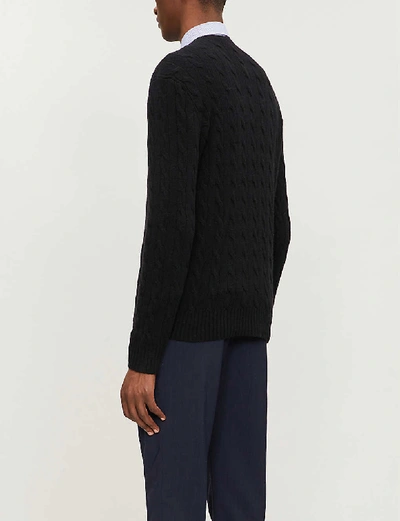 Shop Polo Ralph Lauren Cable-knit Wool And Cashmere-blend Jumper In Polo Black