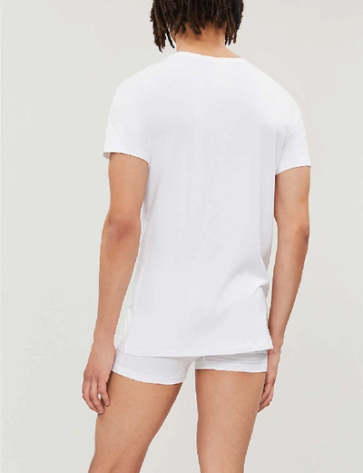 Shop Hanro Mens White Cotton Superior Cotton-blend T-shirt