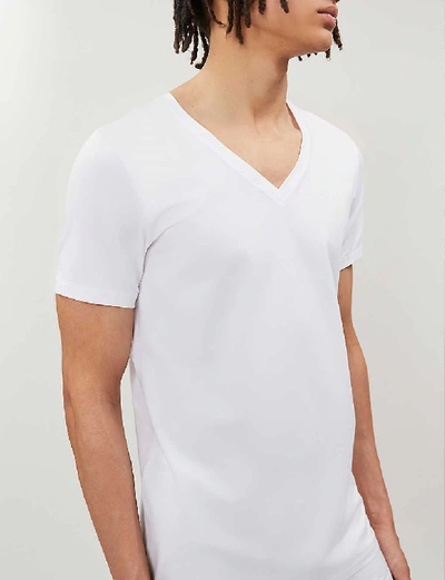 Shop Hanro Cotton Superior Cotton-blend T-shirt In White