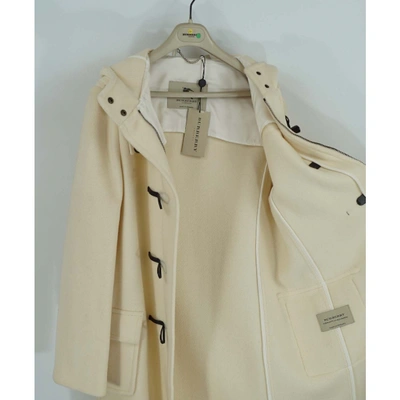 Pre-owned Burberry Wool Dufflecoat In Ecru