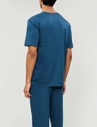 Shop Zimmerli Cotton And Modal-blend Pocket T-shirt In Majoric Blue