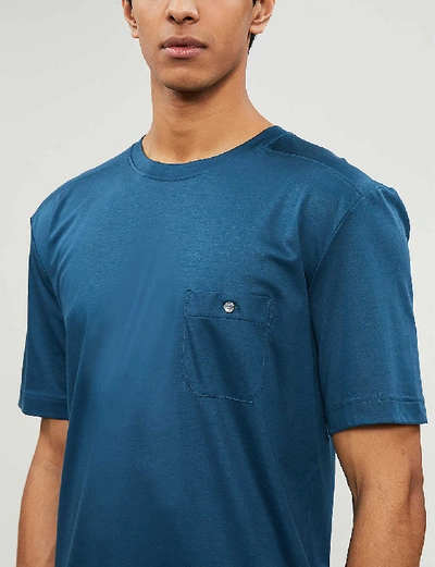 Shop Zimmerli Cotton And Modal-blend Pocket T-shirt In Majoric Blue