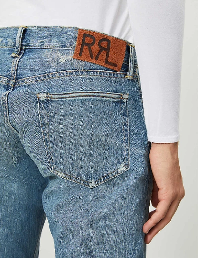 Shop Rrl Distressed Straight Jeans In Blue