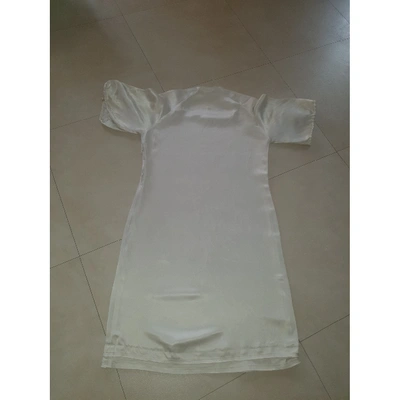 Pre-owned Ferragamo Silk Mid-length Dress In Beige